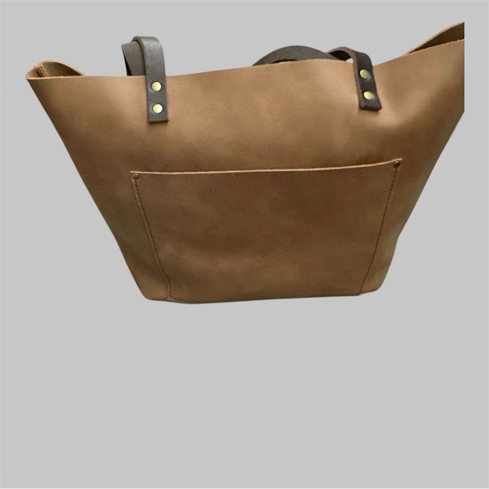 Portland Leather Tan Tote with Dark Brown Handles